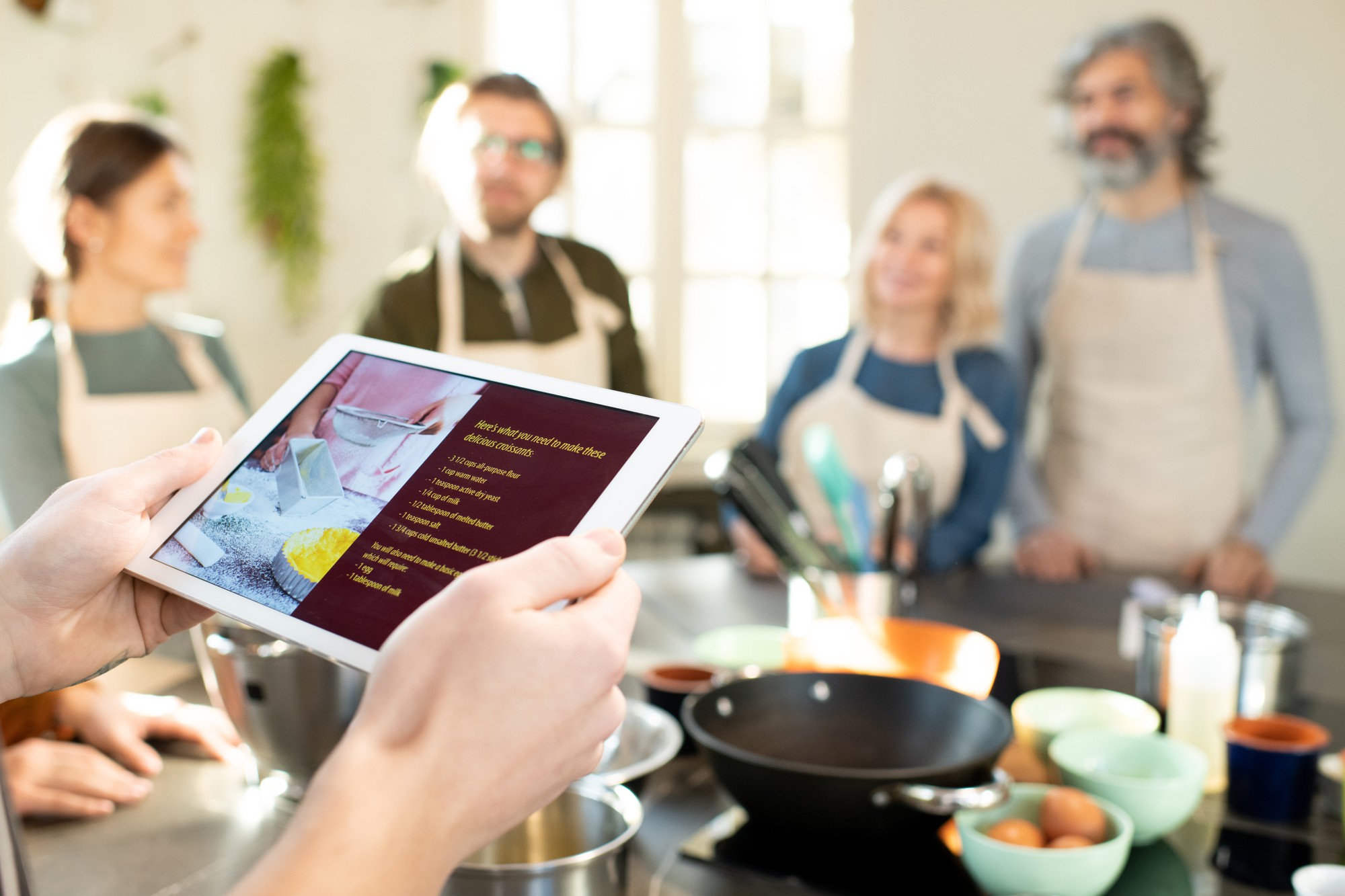 Consultation session with chef and tablet